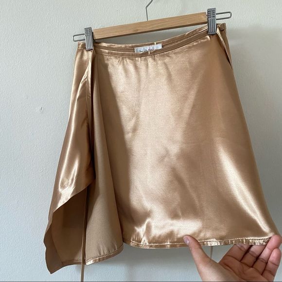 2/$45 Vintage Le Chateu Satin Wrap Tie Side Mini Slip Skirt - Picture 4 of 7